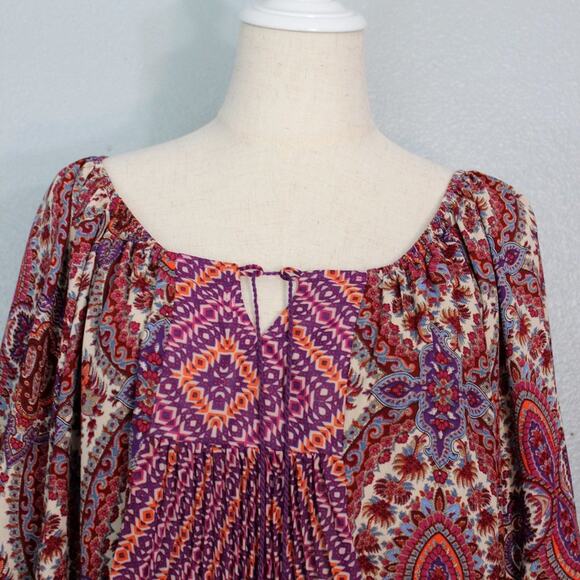 One World Boho Peasant Blouse With Tassels Size XL Live and Let Live - Picture 3 of 12